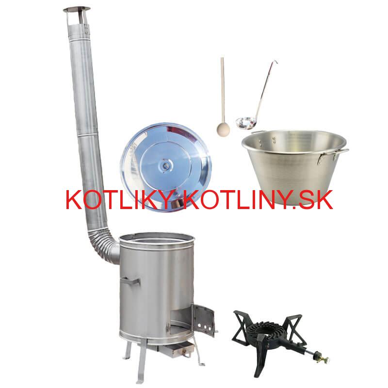 Nerezový kotol 70 L + nerezová kotlina 56 cm LUX + liatinový horák 7 kW BIG PARTY