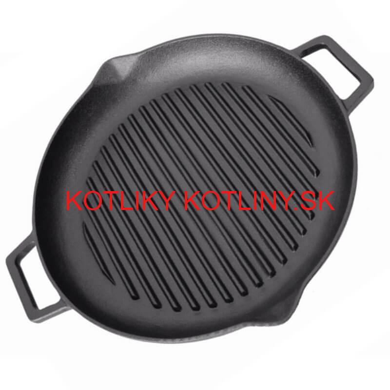 Liatinová panvica na grilovanie 31 cm s výlevkami BBQ