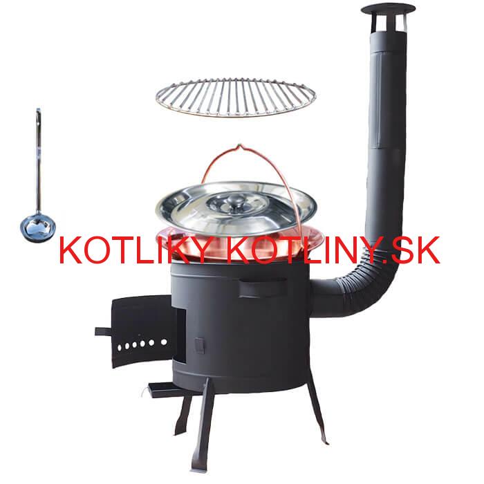 Medený kotlík 20 L (1,2 mm) + Nerezový rošt 45 cm + nízka žiaruvzdorná kotlina 42 cm PLUS 600