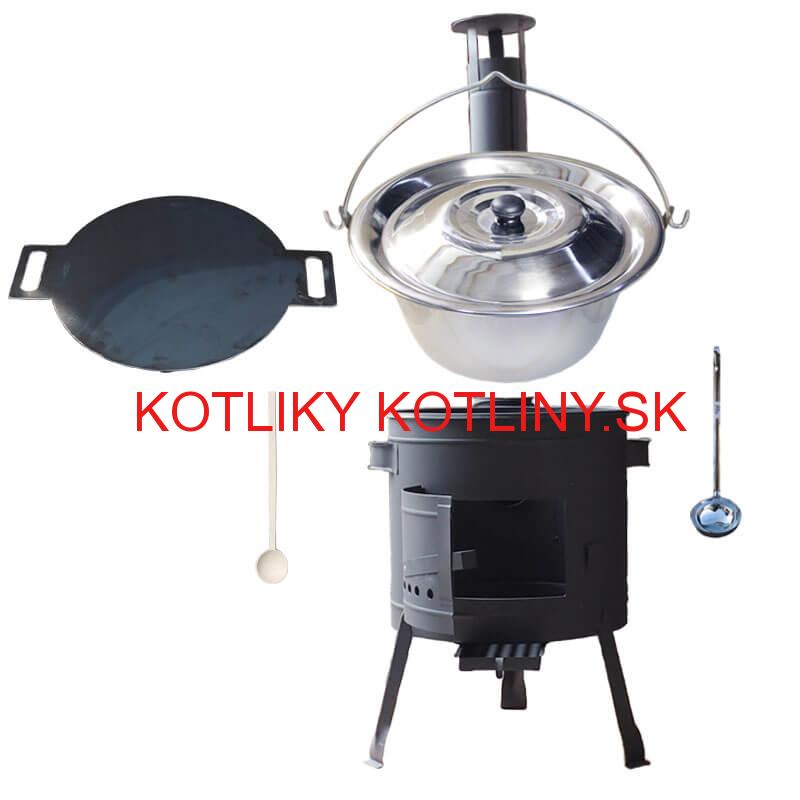 Nerezový kotlík 14 L (0,8 mm) INOX + železná panvica 38 cm UNI + kotlina 36 cm PLUS 600