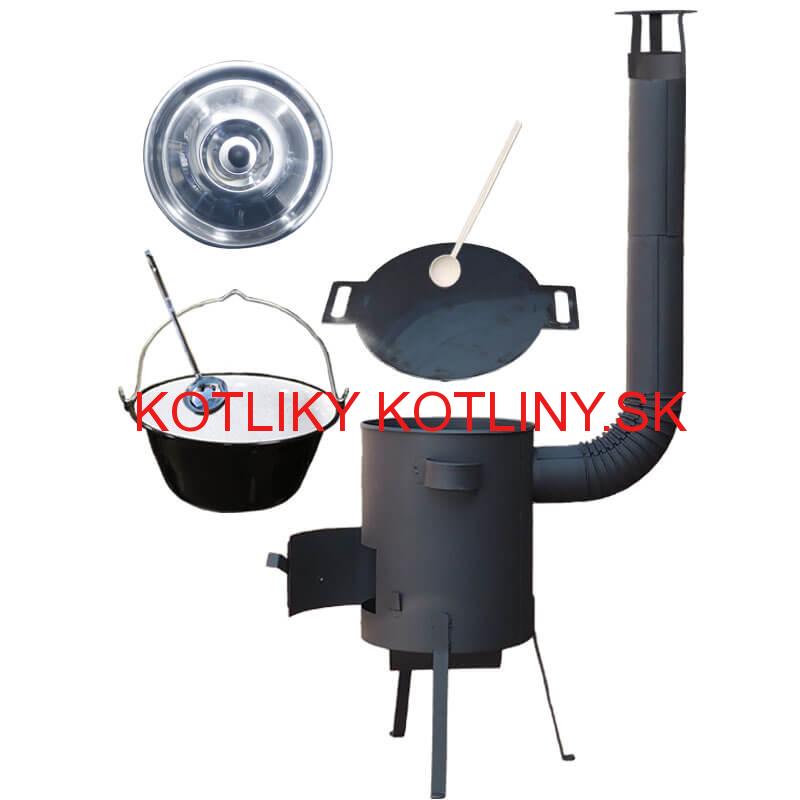Smaltovaný kotlík 13 L + železná panvica 38 cm UNI + žiaruvzdorná kotlina 36 PLUS 600 4 MM