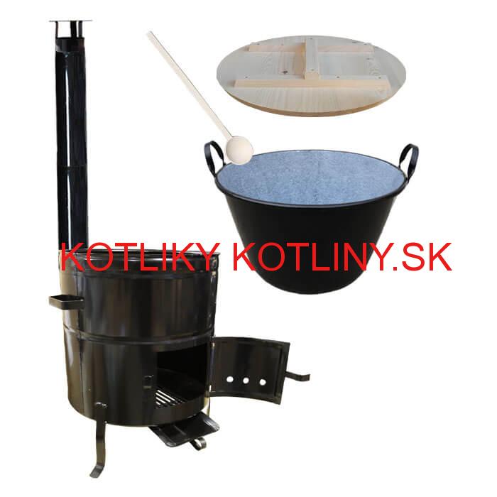 Smaltovaný kotol 100 L na zabíjačku s kovovou kotlinou 60 cm CLASSIC + vareška