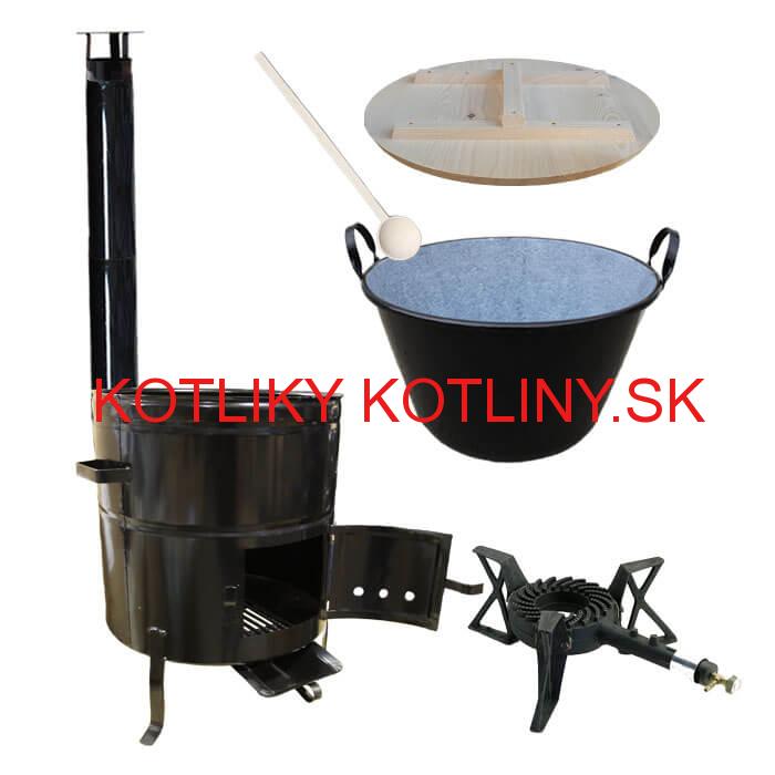 Zabíjačkový smaltovaný kotol 100 L, kovová kotlina 60 cm, horák 7 kW + vareška