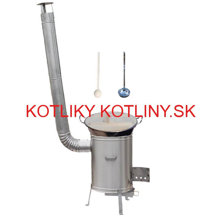 Zabíjačkový nerezový kotol 100 L + nerezová kotlina 60 cm + vareška a naberačka