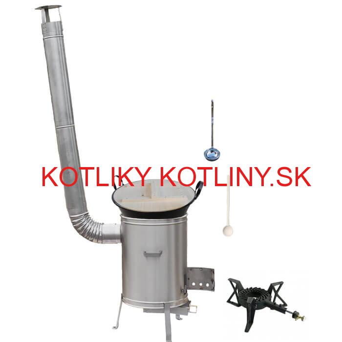 Zabíjačkový smaltovaný kotol 100 L + nerezová kotlina 60 cm + horák 7 kW + vareška a naberačka