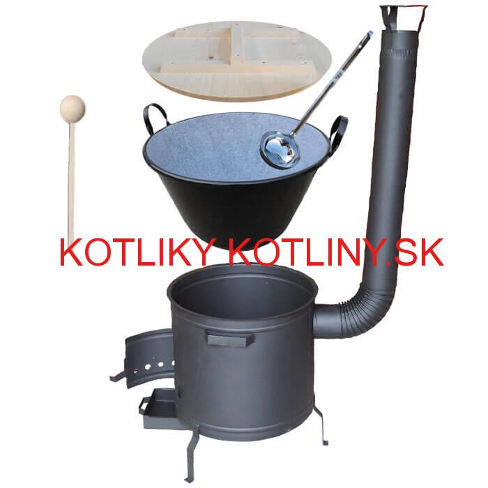 Smaltovaný kotol 100 L + žiaruvzdorná kotlina 60 cm PLUS 600 + vareška a naberačka BIG PARTY