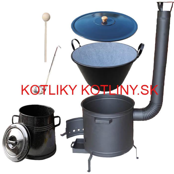 Smaltovaný kotol 50 L + žiaruvzdorná kotlina 50 cm PLUS 600 + Nádoba na masť 10 L