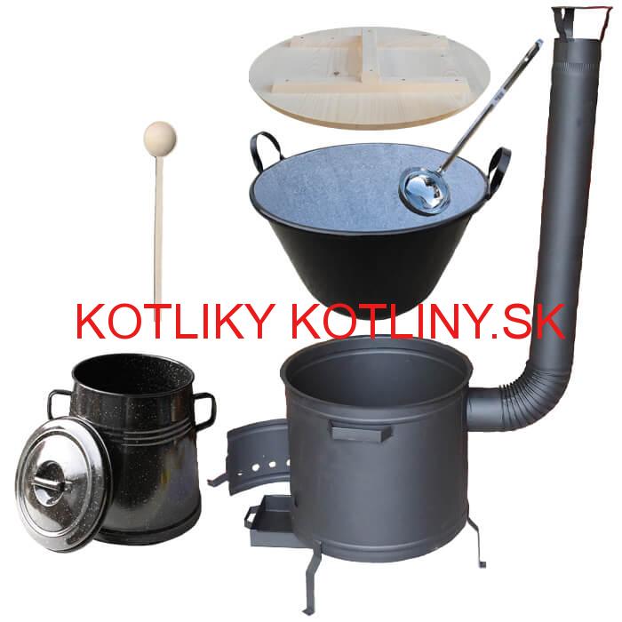 Smaltovaný kotol 100 L + žiaruvzdorná kotlina 60 cm PLUS 600 + Nádoba na masť 10 L