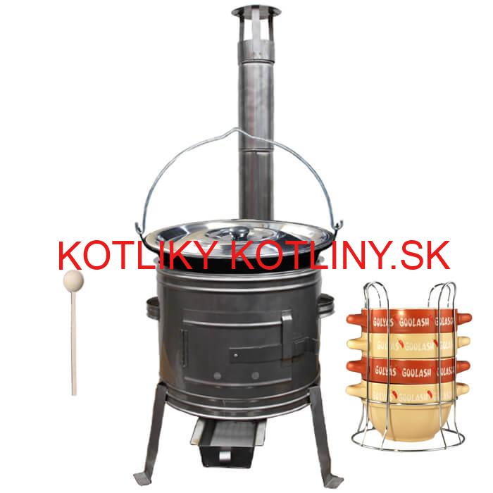 Smaltovaný kotlík 22 L (1,2 mm) + misky na guláš 4 ks + nerezová kotlina 42 cm TOPLUX