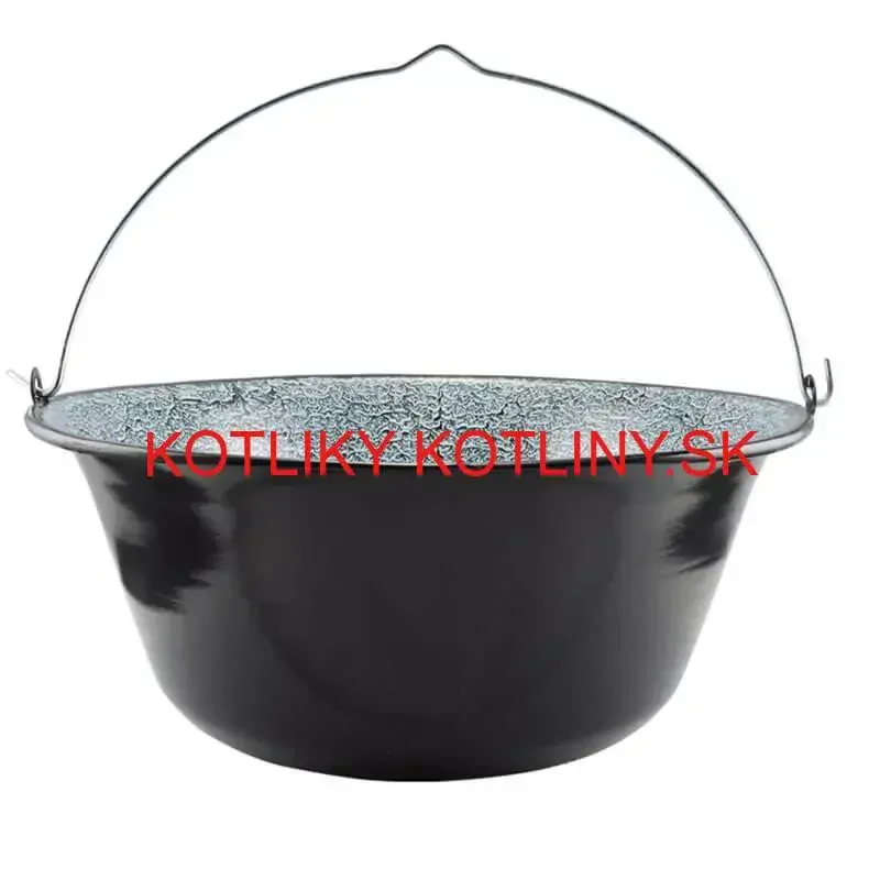Smaltovaný kotlík 13 L + kovová kotlina 36 KOV + misky 12 ks