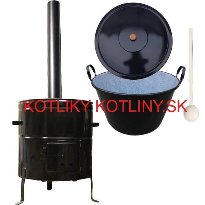 Zabíjačkový smaltovaný kotol 60 L + kovová kotlina 53 cm + dymovod