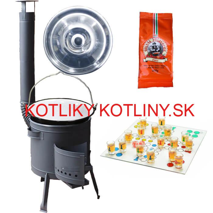 Smaltovaný kotlík 25 L (1,2 mm) + korenie + človeče pi už + nízka žiaruvzdorná kotlina 42 PLUS 600