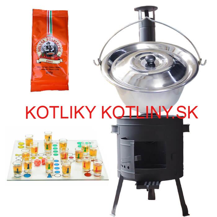 Nerezový kotlík 14 L (0,8 mm) + korenie + človeče pi už + nízka žiaruvzdorná kotlina 36 PLUS 600