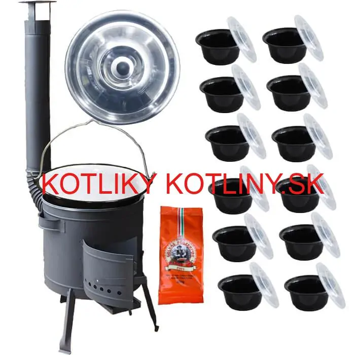 Smaltovaný kotlík 22 L (1,2 mm) + hrubostenná (1,5 mm) žiaruvzdorná kotlina BALKY STRONG 42 PLUS 600 + misky 12 ks + paprikové korenie na guláš 100 g