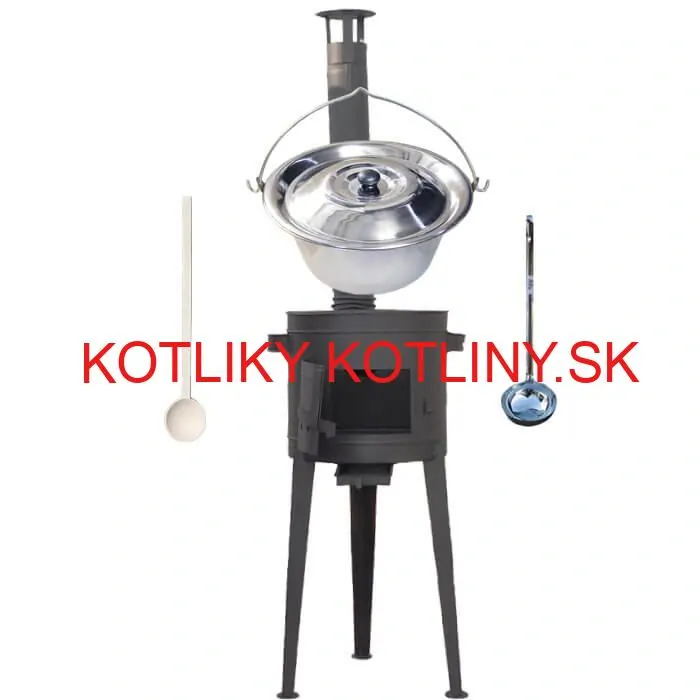 Nerezový kotlík 20 L (1,2 mm) INOX + vysoká žiaruvzdorná kotlina (2,0 mm) HODO 42 cm PLUS 600 + vareška + naberačka