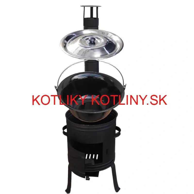 Smaltovaný kotlík 11 L BLACK + nerezová poklice INOX + žáruvzdorná kotlina 33 cm Plus 700