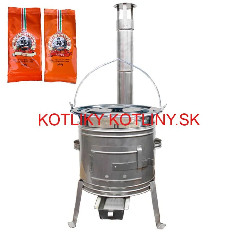 Nerezový kotlík 22 L (0,8 mm) INOX + Nerezová kotlina 42 INOX + paprikové korenie na guláš - MIX 100 g
