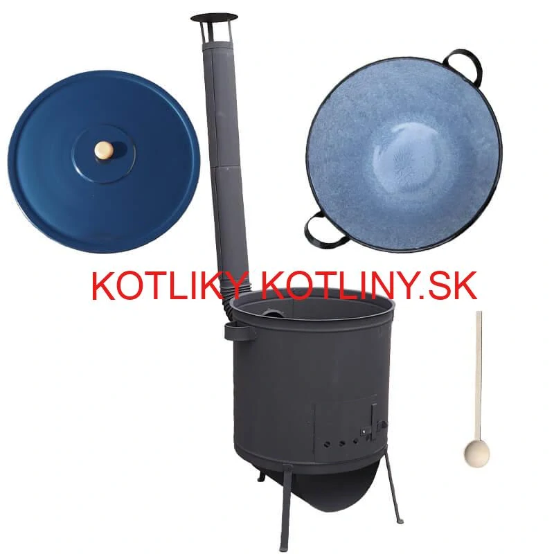 Smaltovaný kotol 60 L na zabíjačku + žiaruvzdorná kotlina 53 PLUS 600 4 MM + vareška