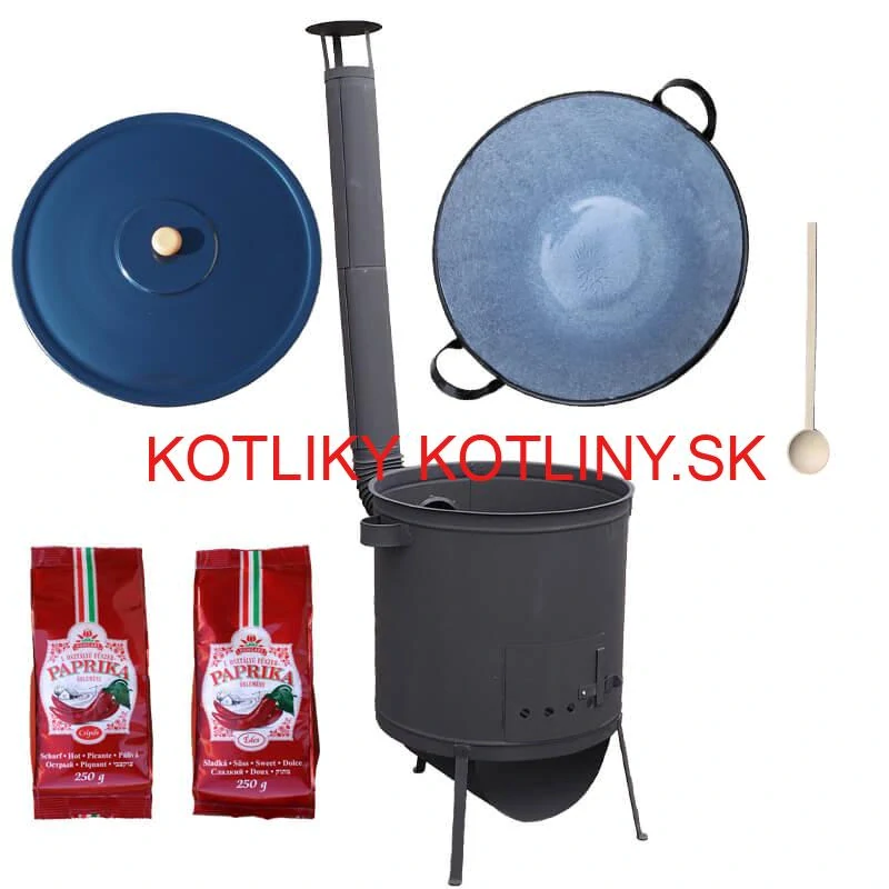 Smaltovaný kotol 70 L na zabíjačku + žiaruvzdorná kotlina 53 PLUS 600 4 MM + sladká a štipľavá paprika + vareška