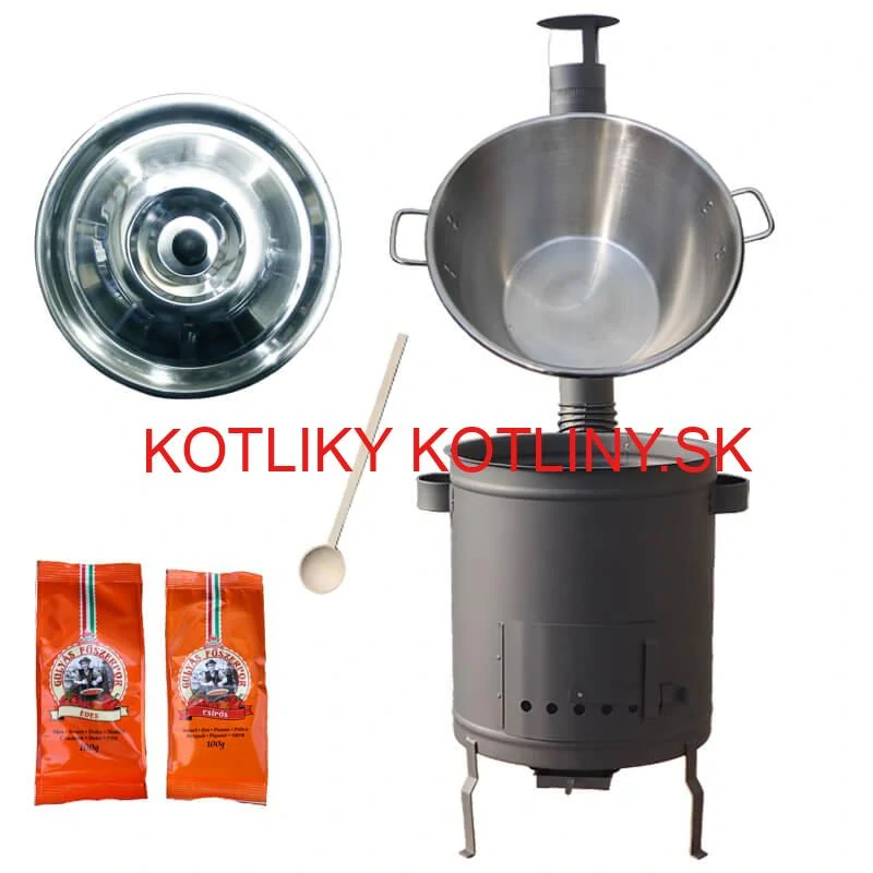Nerezový kotol 40 L + Hrubostenná kotlina 45 cm (1,5 mm) STRONG Plus 600 + paprikové korenie na guláš