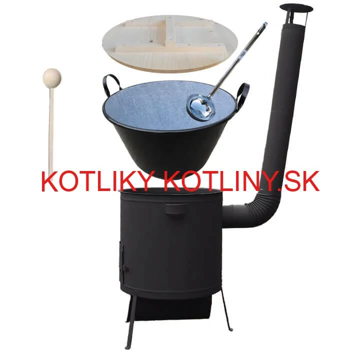 Smaltovaný kotol 100 L + žiaruvzdorná kotlina 42 PLUS 600 4 MM + varecha a naberačka BIG PARTY