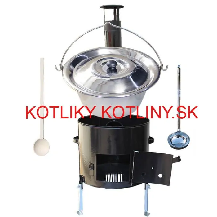 Antikorový kotlík 22 L (0,8 mm) + smaltovaná kotlina 42 cm + vareška a naberačka Easy party
