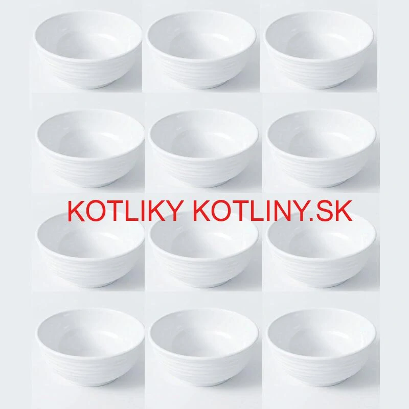 Set 12 ks: Prémiové biele misky s kamennou štruktúrou (750 ml)