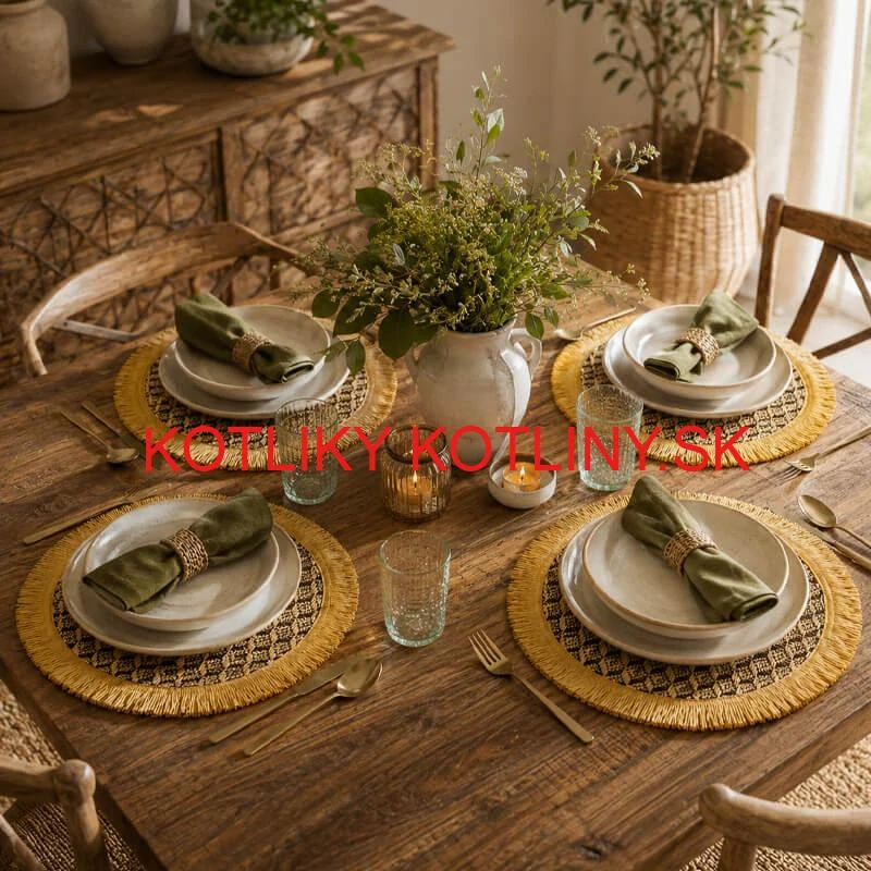 Prírodné podložky pod tanier so strapcami 37 cm, 4 ks