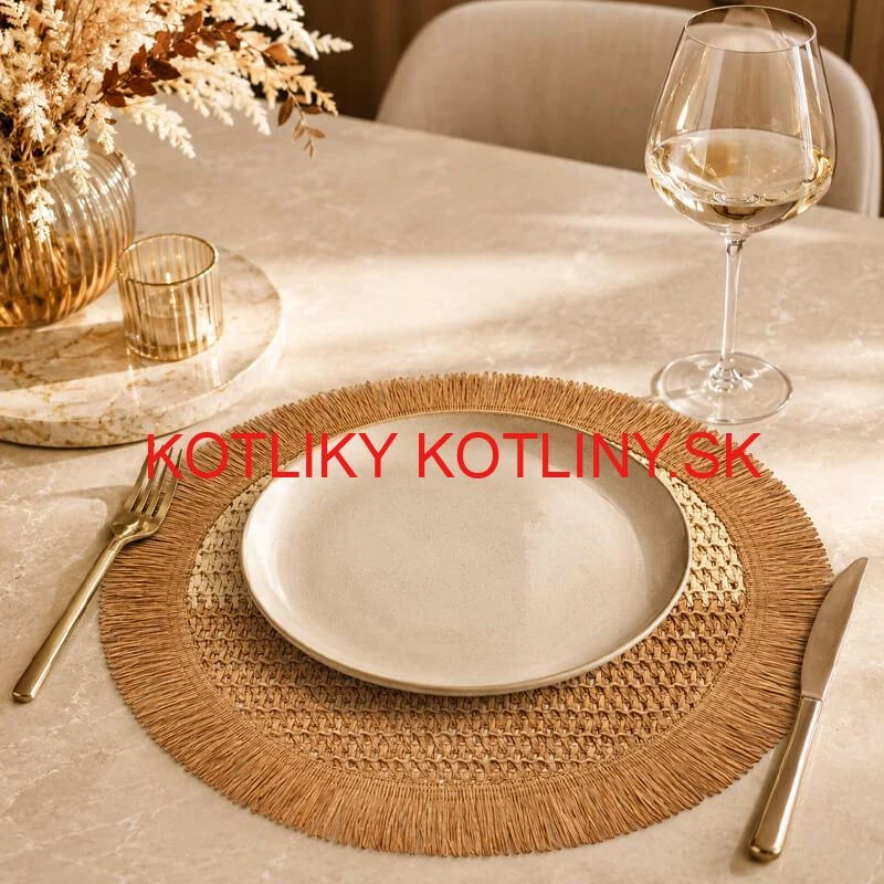 Okrúhla prírodná podložka pod tanier so strapcami 37 cm