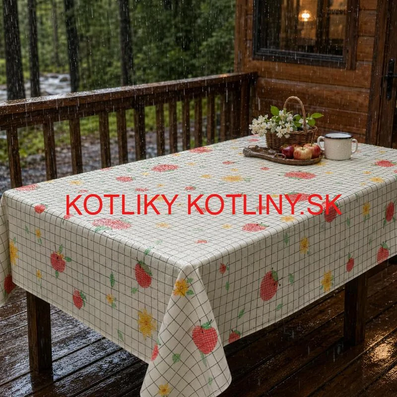 Umývateľný obrus Jablká a kvety 137 × 183 cm