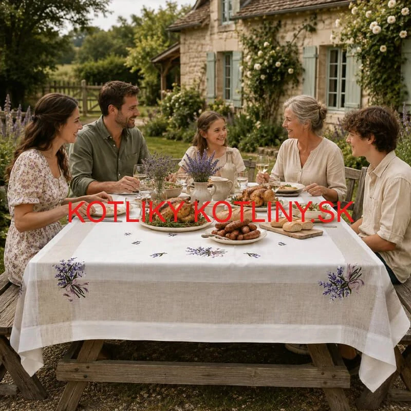 Hrubší textilný obrus Levanduľa Provence 150 × 220 cm