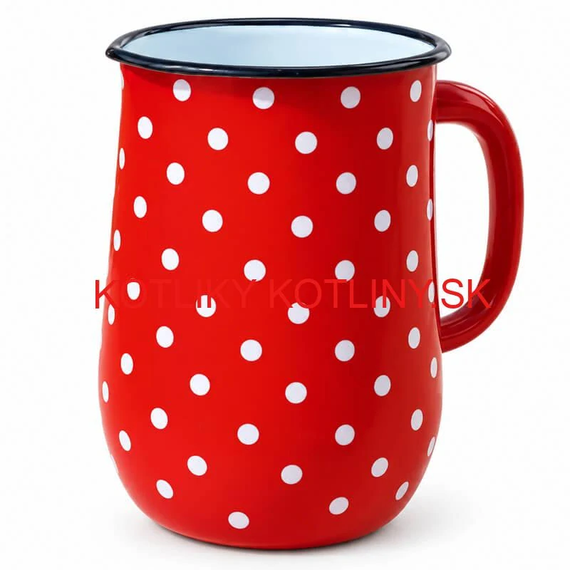 Bodkovaný smaltovaný džbán 2,5 l – červený