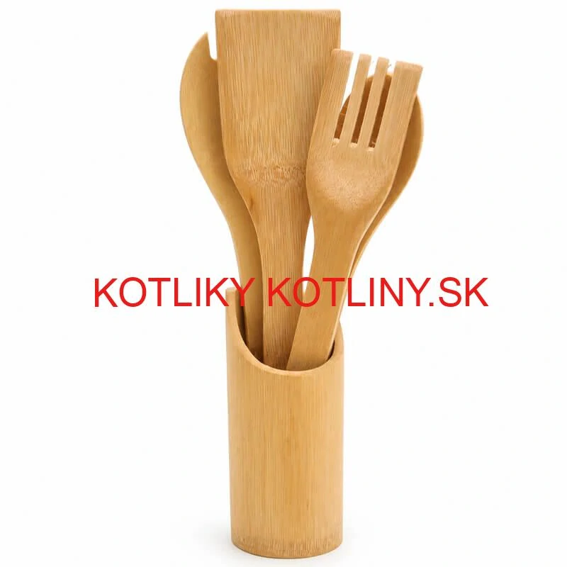 Drevená kuchynská súprava so stojanom – 5 dielov
