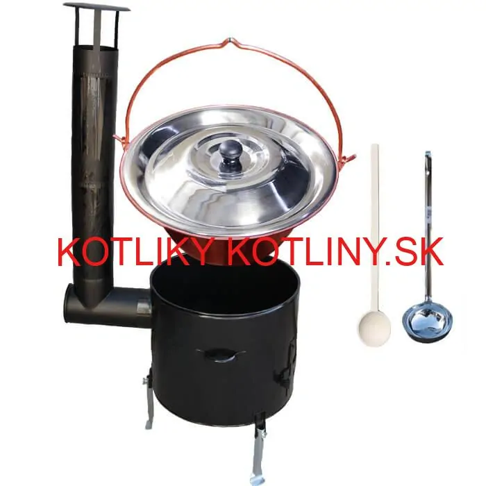 Medený kotlik 30 L (1,2 mm) + smaltovaná kotlina 45 cm + vareška a naberačka Easy party
