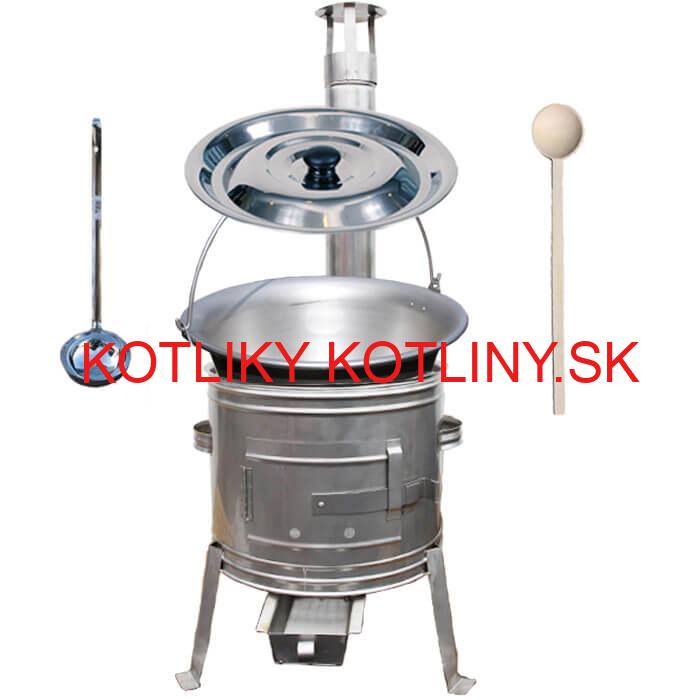 Nerezový kotlík 20 L (1,5 mm) + nerezová kotlina 42 cm + vareška a naberačka TOPLUX