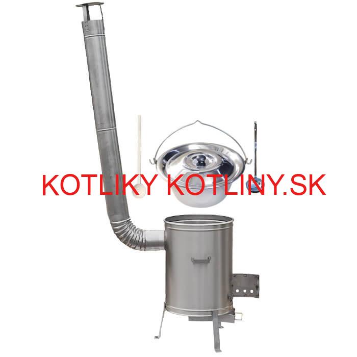 Antikorový kotlík 14 L (0,8 mm) + nerezová kotlina 36 cm + vareška a naberačka LUX