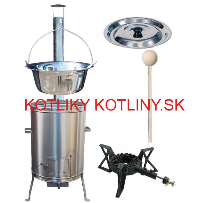 Nerezový kotlíkový set 42 LUX + antikorový kotlík 20 L (1,2 mm) + horák KEMPER