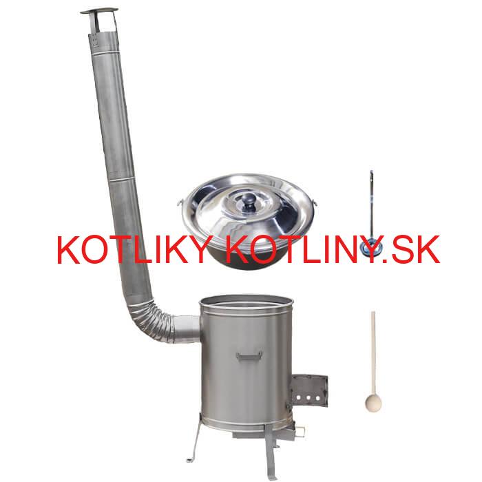 Nerezový kotlík 20 L (1,5 mm) + nerezová kotlina 42 cm + vareška a naberačka LUX