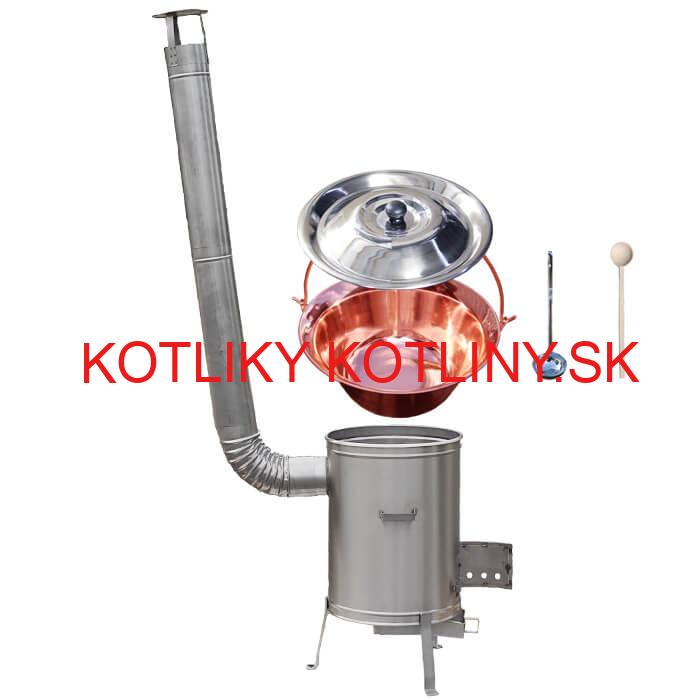 Medený kotlík 20 L (1,2 mm) + nerezová kotlina 42 cm + vareška a naberačka LUX