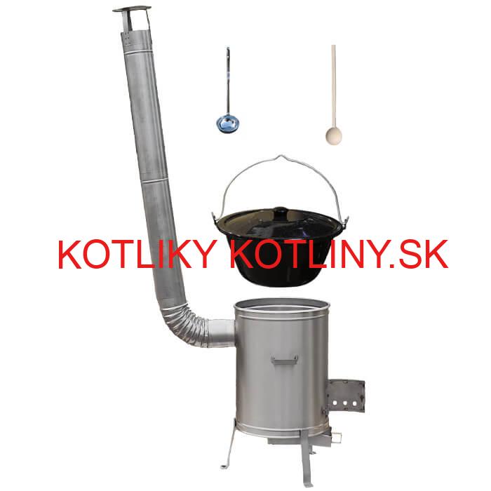 Smaltovaný kotlík 20 L (1,2 mm) + nerezová kotlina 42 cm + vareška a naberačka LUX