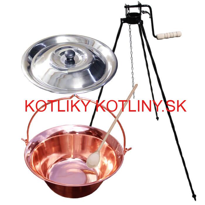 Medený kotlík 30 L + stojan s kladkou VAR