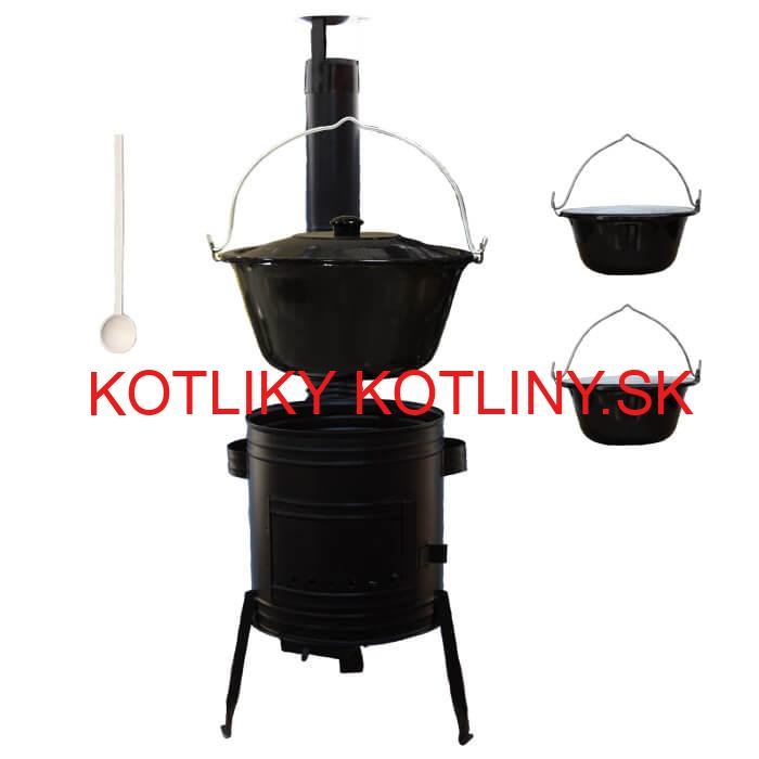 Smaltovaný kotlík 10 L (1,2 mm) + kovová kotlina 31 CLASSIC (KOV) + 2 smaltované servírovacie kotlíky 0,8 L