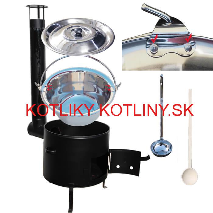 Smaltovaný kotlíkový set 42 cm + zosilnený nerezový kotlík 20 L