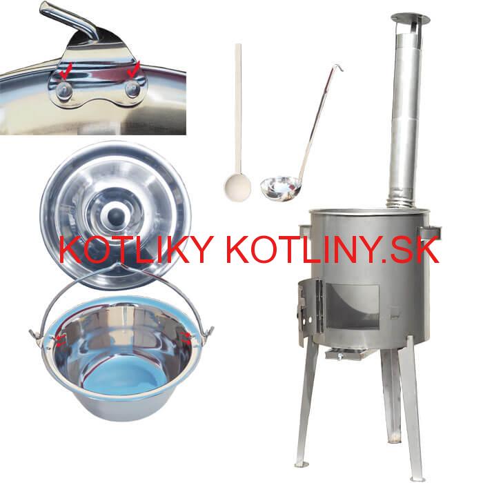 Zosilnený nerezový kotlík 15 L + nerezová kotlina 36 cm LUXUS