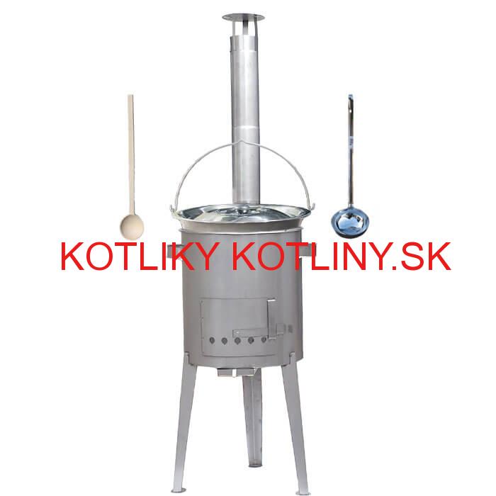 Železný kotlík 14 L (0,75 mm) + nerezová kotlina 36 cm LUXUS