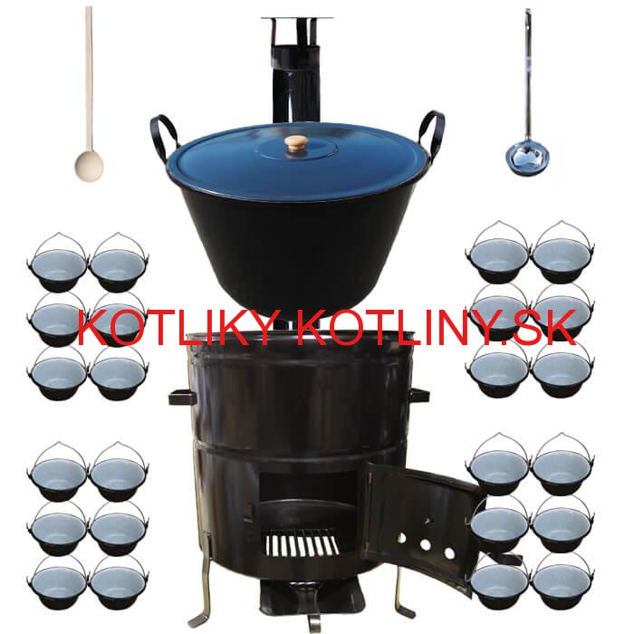 Smaltovaný kotol 80 L + servírovacie kotlíky (24 ks) BIG PARTY
