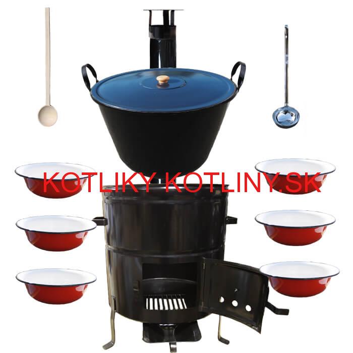 Smaltovaný kotol 50 L + smaltované taniere 6 ks BIG PARTY