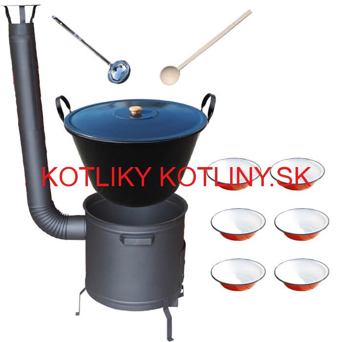 Smaltovaný kotol 50 L + smaltované taniere 6 ks PLUS 600