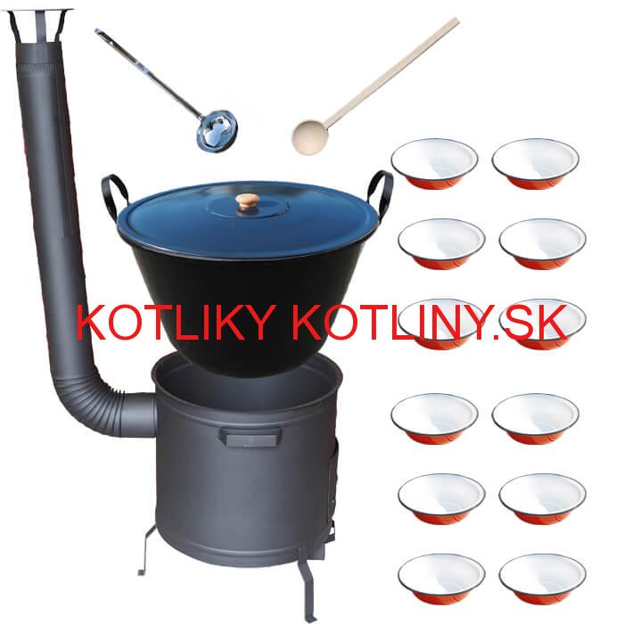 Smaltovaný kotol 80 L + smaltované taniere 12 ks PLUS 600