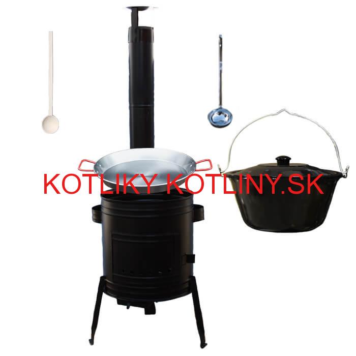 Paella oceľová panvica 42 cm so smaltovaným kotlíkom 16 L (1,2 mm) a kotlinou
